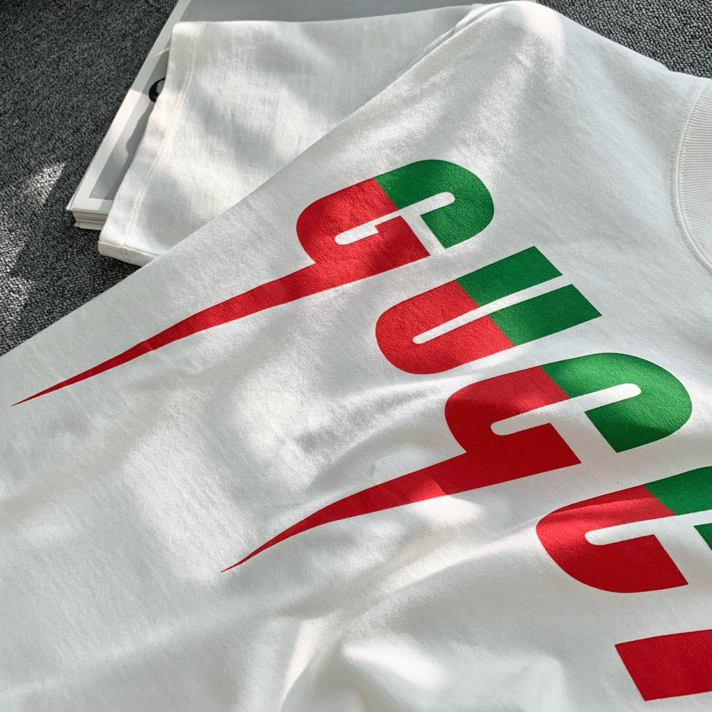 Gucci Men's Summer Blade Letter Print Round Neck Solid Color Cotton Short Sleeve T-Shirt #75156