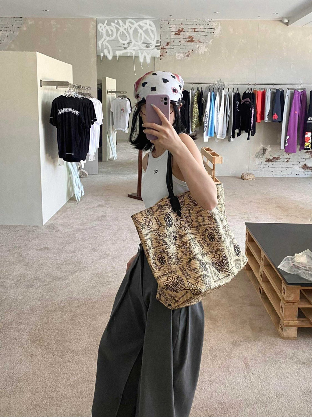 Chrome Hearts Men's And Women's Multi-pattern Cross-stitch Tote Bag Beach Bag 925 Sterling Silver Findings Bags #197458