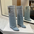Givenchy Women's Fall/winter Fashion Classic Pointed Toe Cuffed Ankle Boots With Small Diamonds High Heel Long Boots Shoes #79255