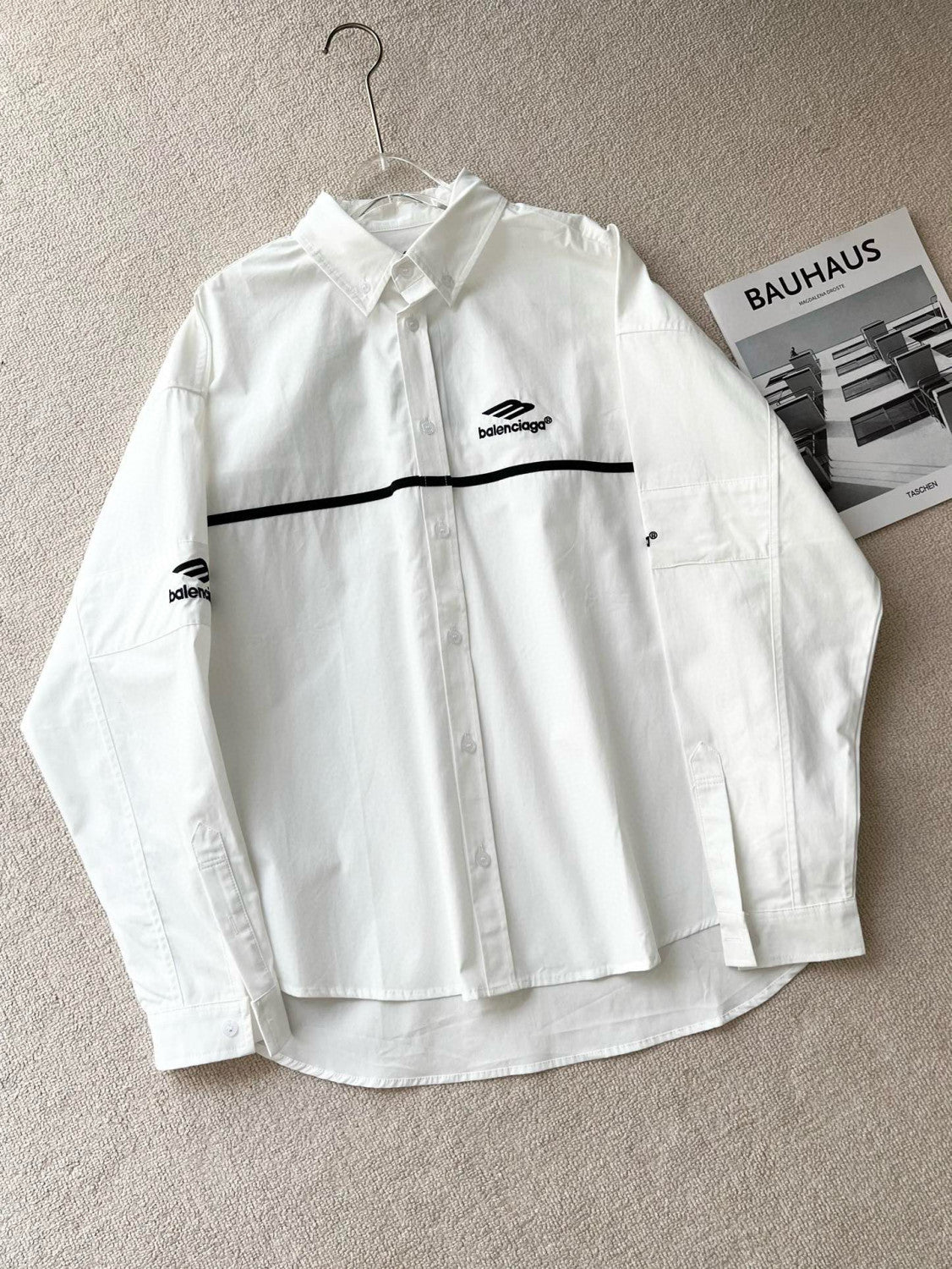 Balenciaga Men's 3B Sports Icon Tracksuit Shirt Oversized Summer Solid Colour Cotton Single Breasted Long Sleeve Shirt #97865
