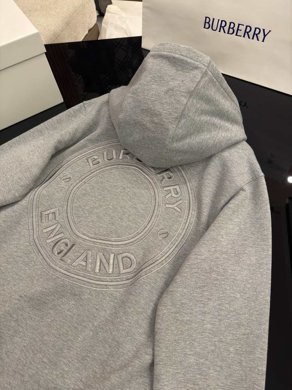 Burberry Men's Spring and Autumn Solid Color Letter Embroidery Casual Hooded Long Sleeve Sweatshirt Round Neck Pullover Sweatshirt Casual Lace-Up Pants Three Piece Set #74872