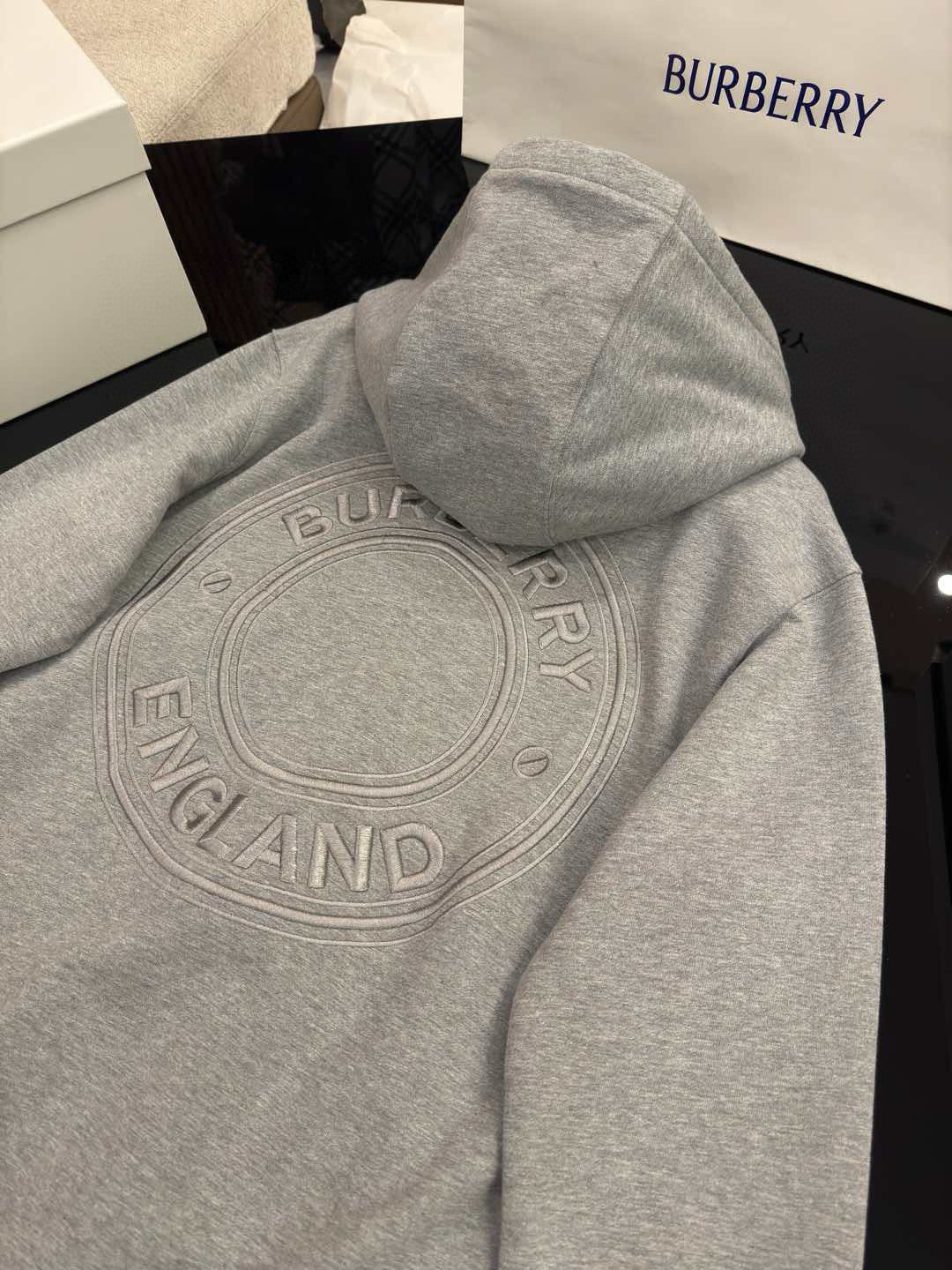 Burberry Men's Spring and Autumn Solid Color Letter Embroidery Casual Hooded Long Sleeve Sweatshirt Round Neck Pullover Sweatshirt Casual Lace-Up Pants Three Piece Set #74872