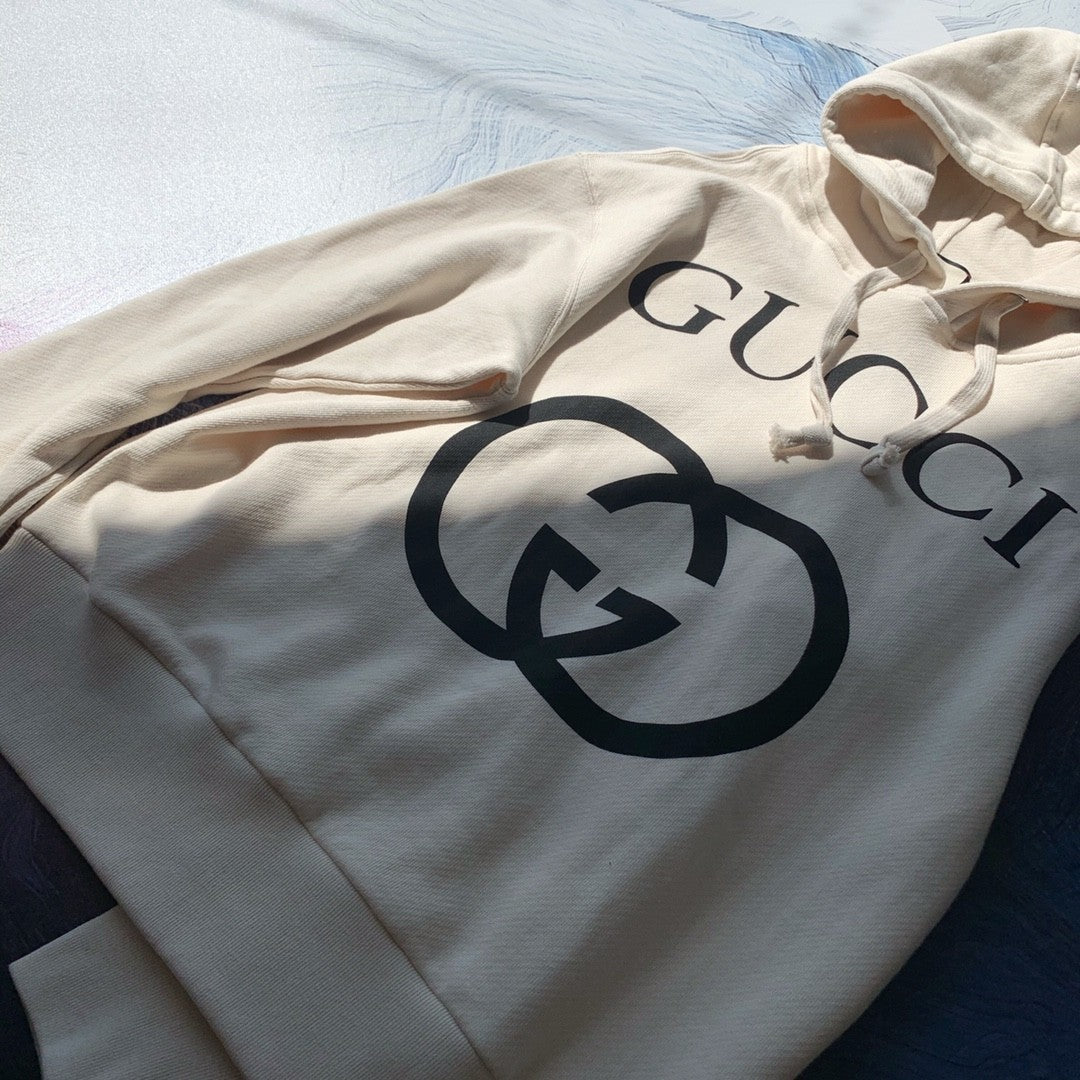 Gucci Men's Spring And Autumn Cotton Logo Printed Solid Color High Street Style Fitted Long Sleeve Hooded Sweatshirt #71448