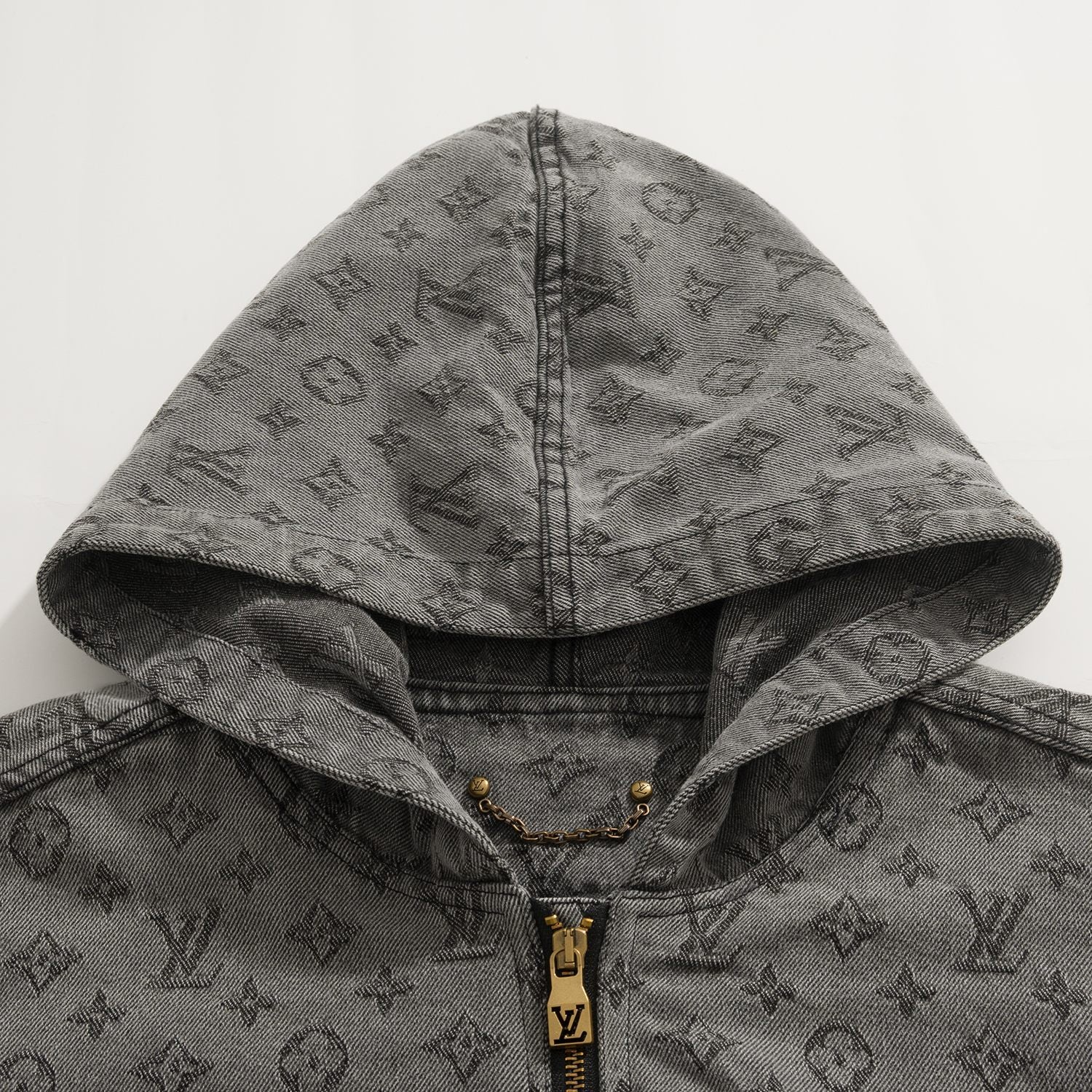 Louis Vuitton Men's And Women's Spring/autumn Fashion Casual Classic Printed Hooded Zipper Denim Jacket #78417