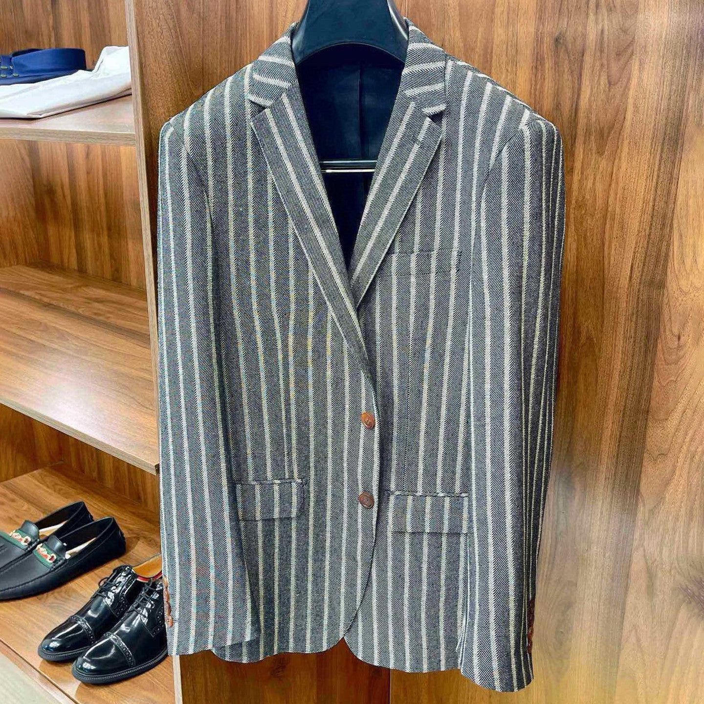 Kiton Men's Spring/Fall Striped Linen Solid-Color Lapel Single-Breasted Long-Sleeve Slim-Fit Blazer Jacket Ngvp #2394