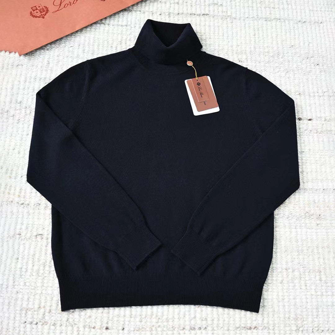 Loro Piana Men's Dolcevita Classic High-Neck Sweater Spring/Fall/Winter Solid-Color Long-Sleeve Cashmere Knit Ngvp #2721