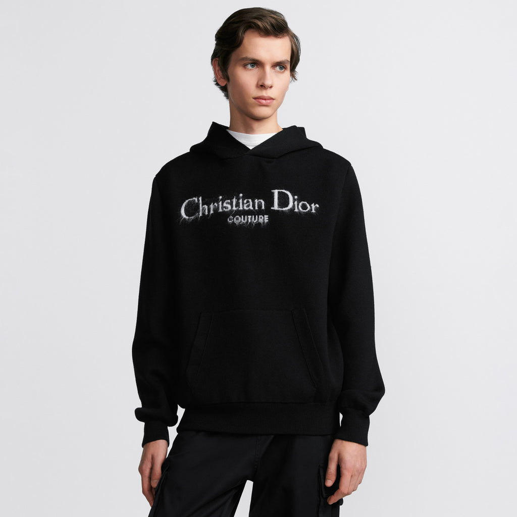 Dior Men's Spring and Autumn Black Logo Letter Print Tassel Design Hooded Long Sleeve Sweatshirt #73654