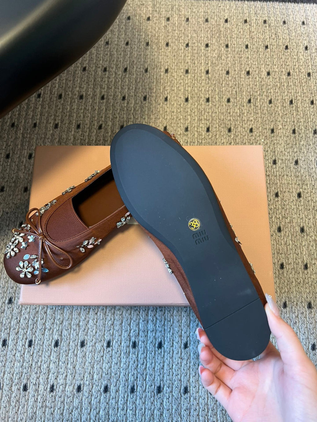 Miumiu Rhinestone Ballet Flats #336871