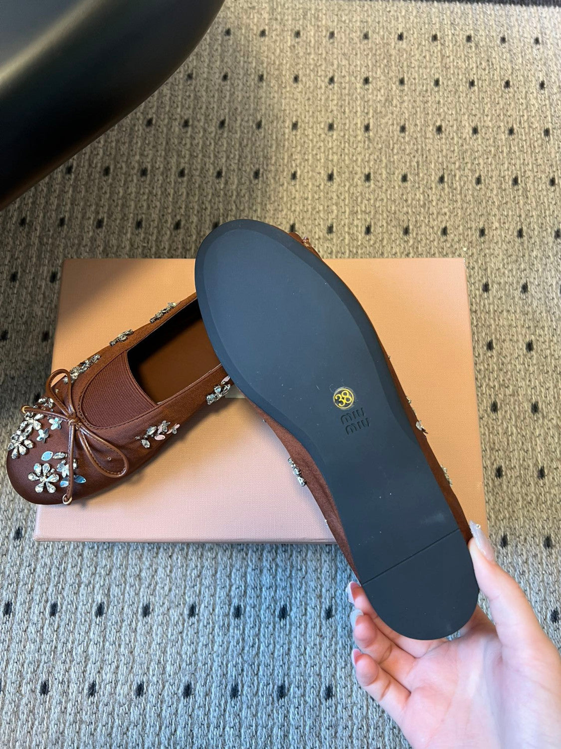 Miumiu Rhinestone Ballet Flats #336871