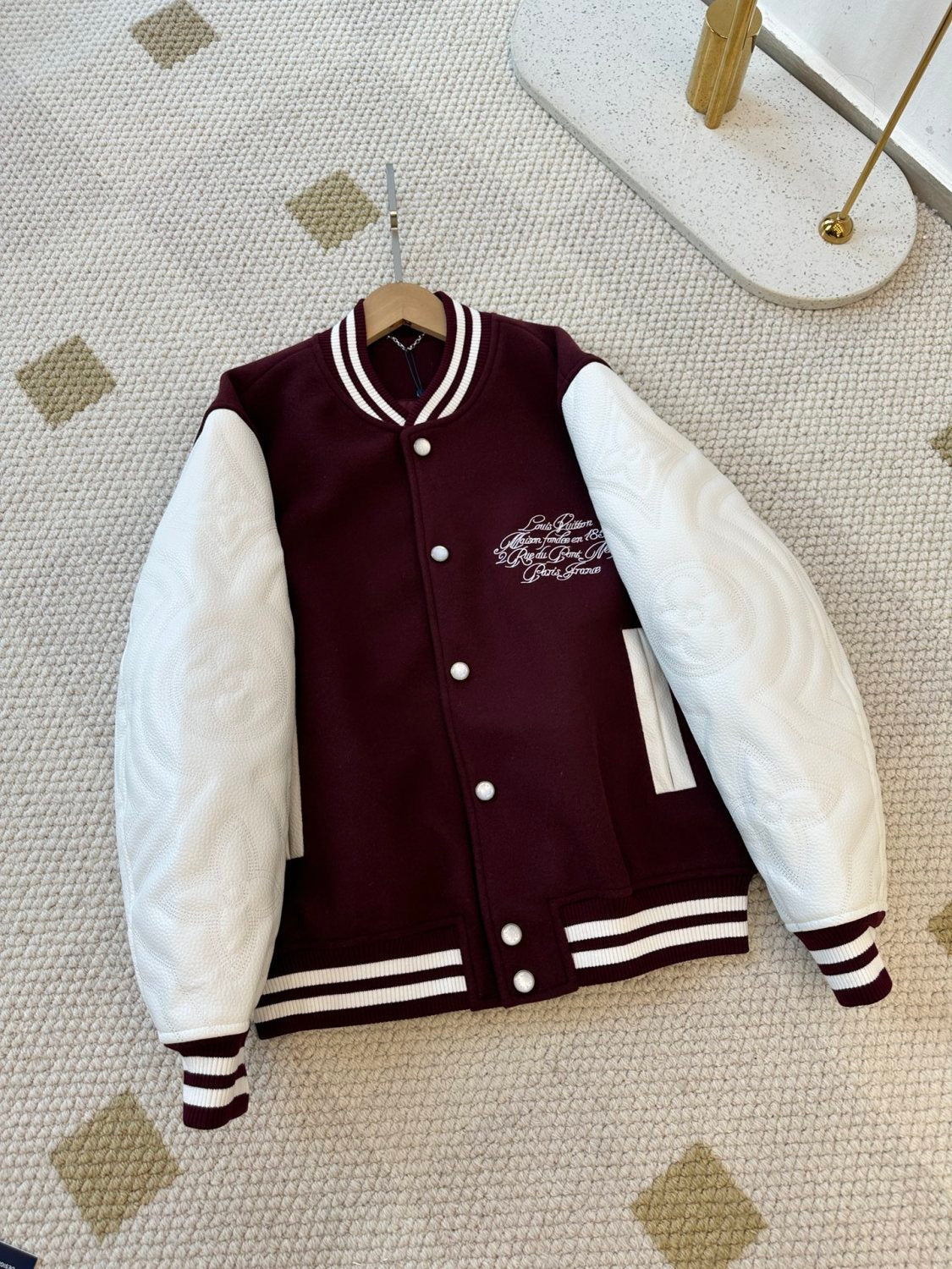 Louis Vuitton Men's Spring And Autumn Color Blocking Logo Letters Embroidered Single Breasted Long Sleeved Baseball Jacket #74677