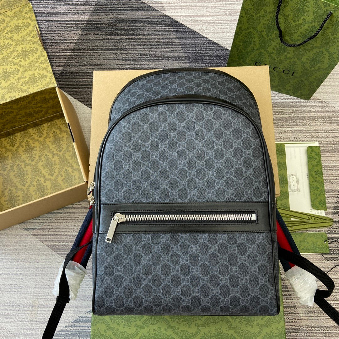 Gucci Men's Solid Color Adjustable Shoulder Strap Zipper Closure Canvas Quilted Leather Shoulder Bag Backpacks Bags #75654