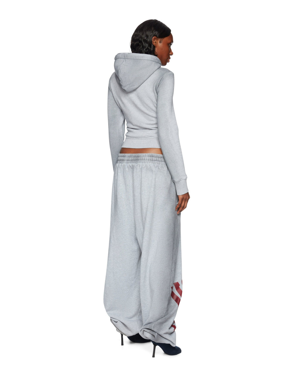Mowalola Men's Fall And Winter Gray Dirty White Do Old Doublelayer Hooded Zipper Short Sweater High Street Casual Trend Jacket Ngvp #2413
