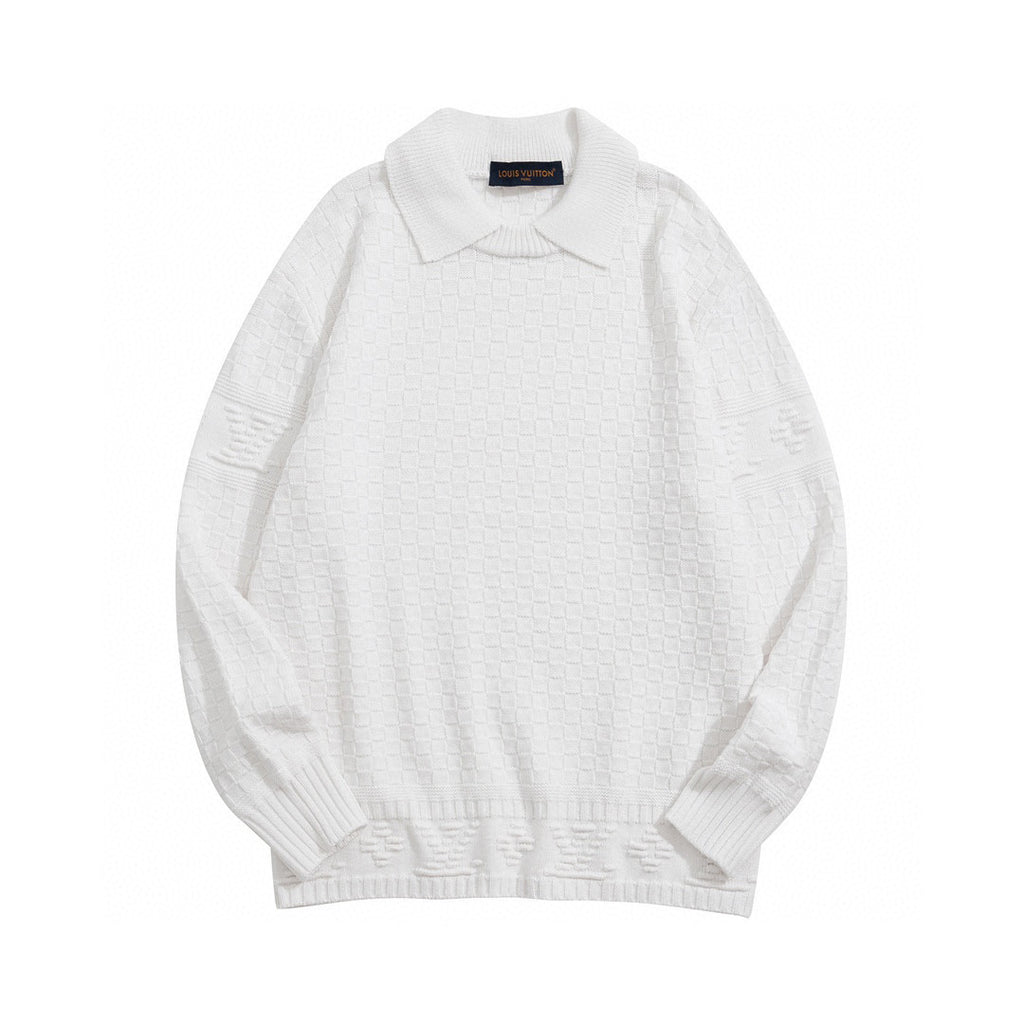 Louis Vuitton Damier Polo Neck Knitted Long Sleeve Pullover Sweater #21884