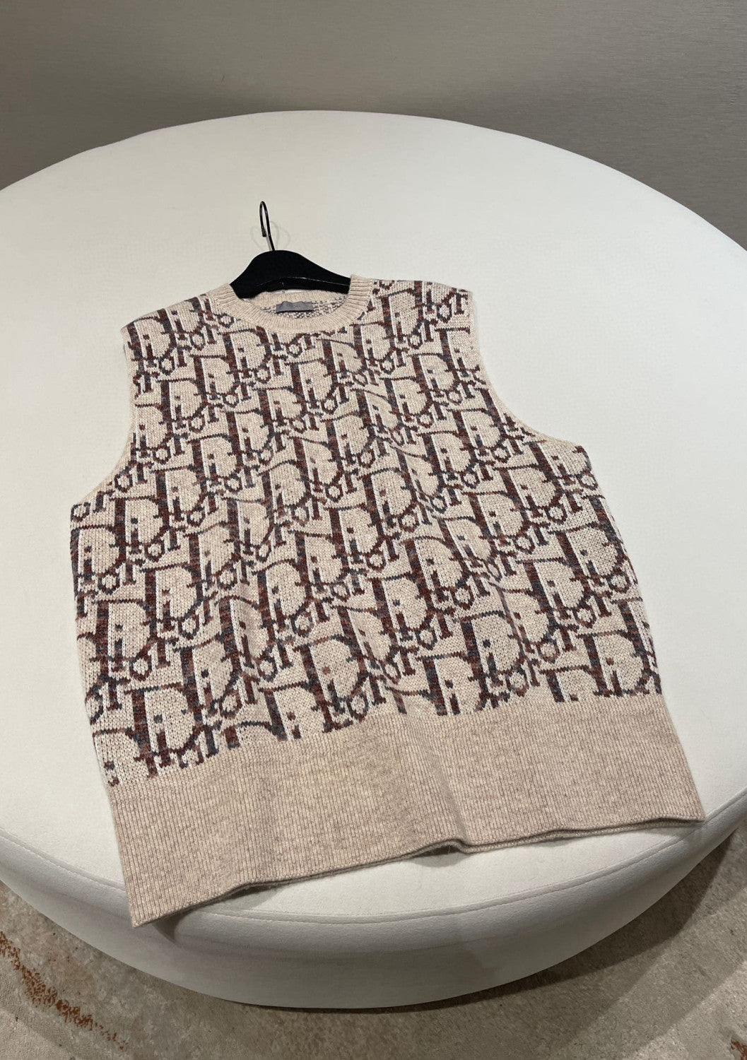 Dior Men's Summer Logo Jacquard Crew Neck Oblique Sleeveless Sweater knitted Vest #97554