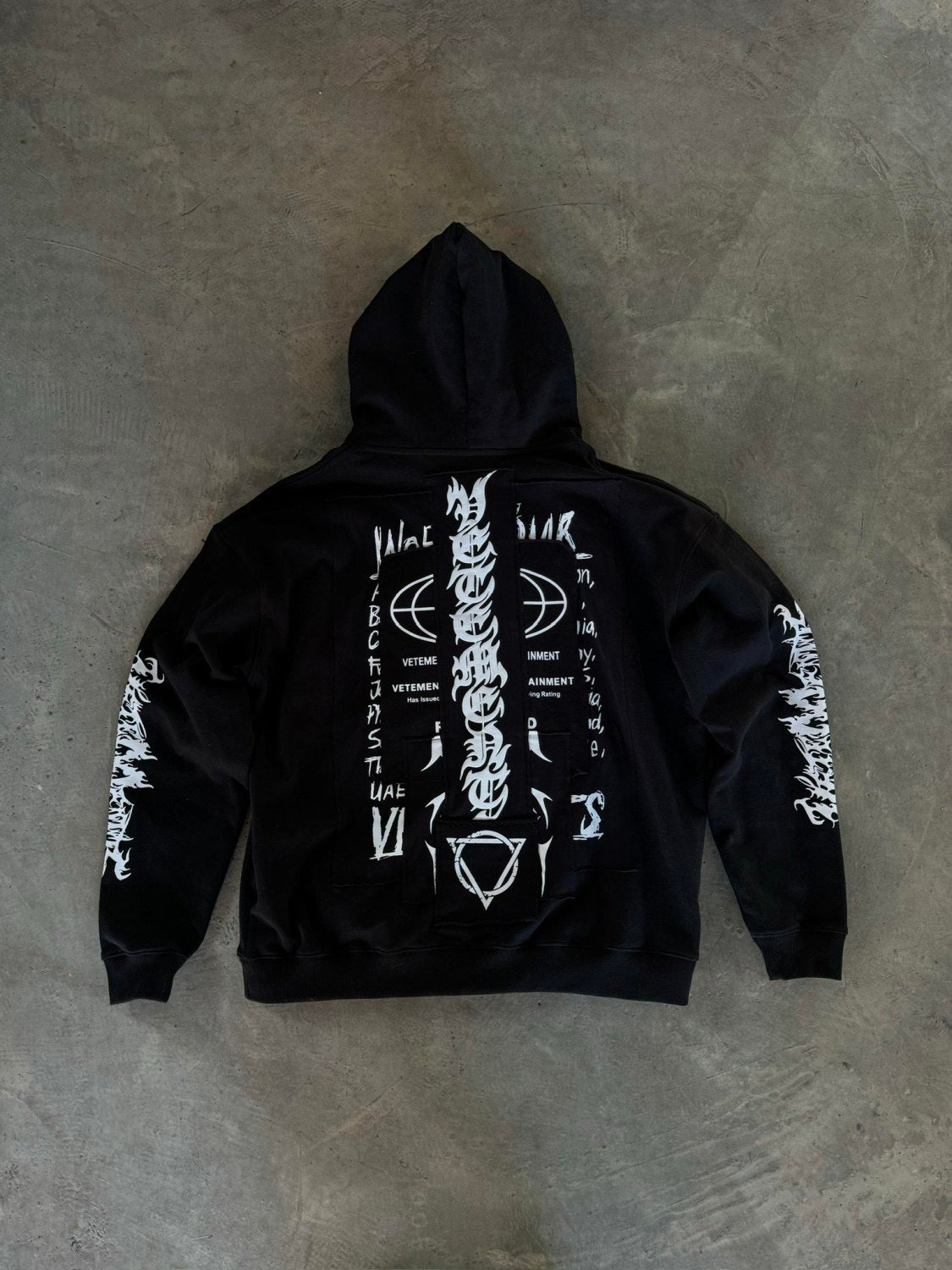 Vetements Men's Fashion Letter Graffiti Pentagram Embroidery Loose Black Zipper Long Sleeve Hoodie #74542