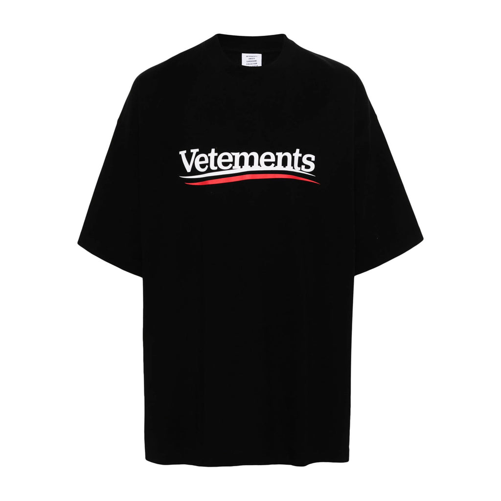 Vetements Men's and Women's Summer Letter Logo Printed Solid Colour Drop Shoulder Short Sleeve T-Shirt #99271