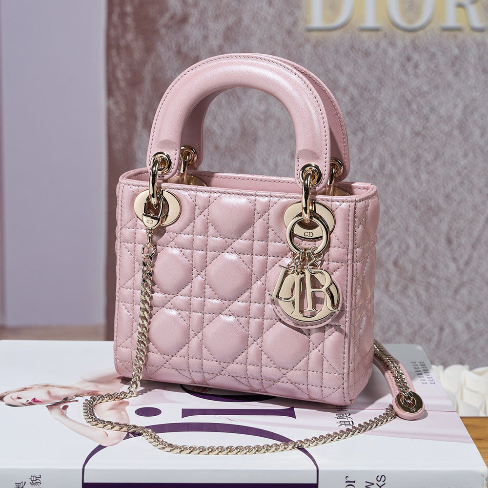 Dior Dior Lady Lambskin Cannage Quilted Metal Pendant Mini Bag #333088