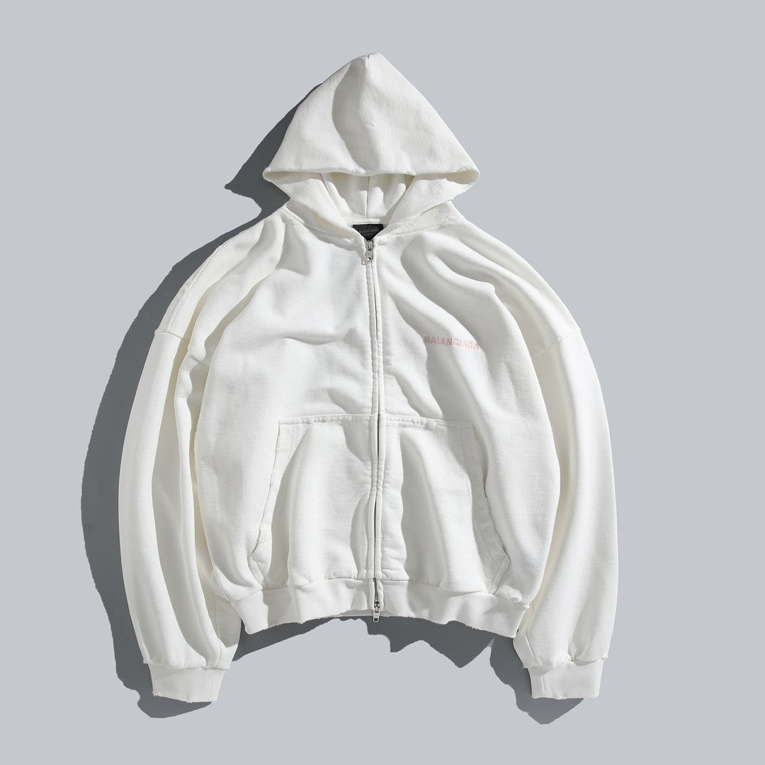 Balenciaga Men's And Women's Spring/Fall Fashion Casual Solid Color Letter Print Hooded Zipper and Hooded Pullover Long Sleeve Sweatshirt Jacket #78935
