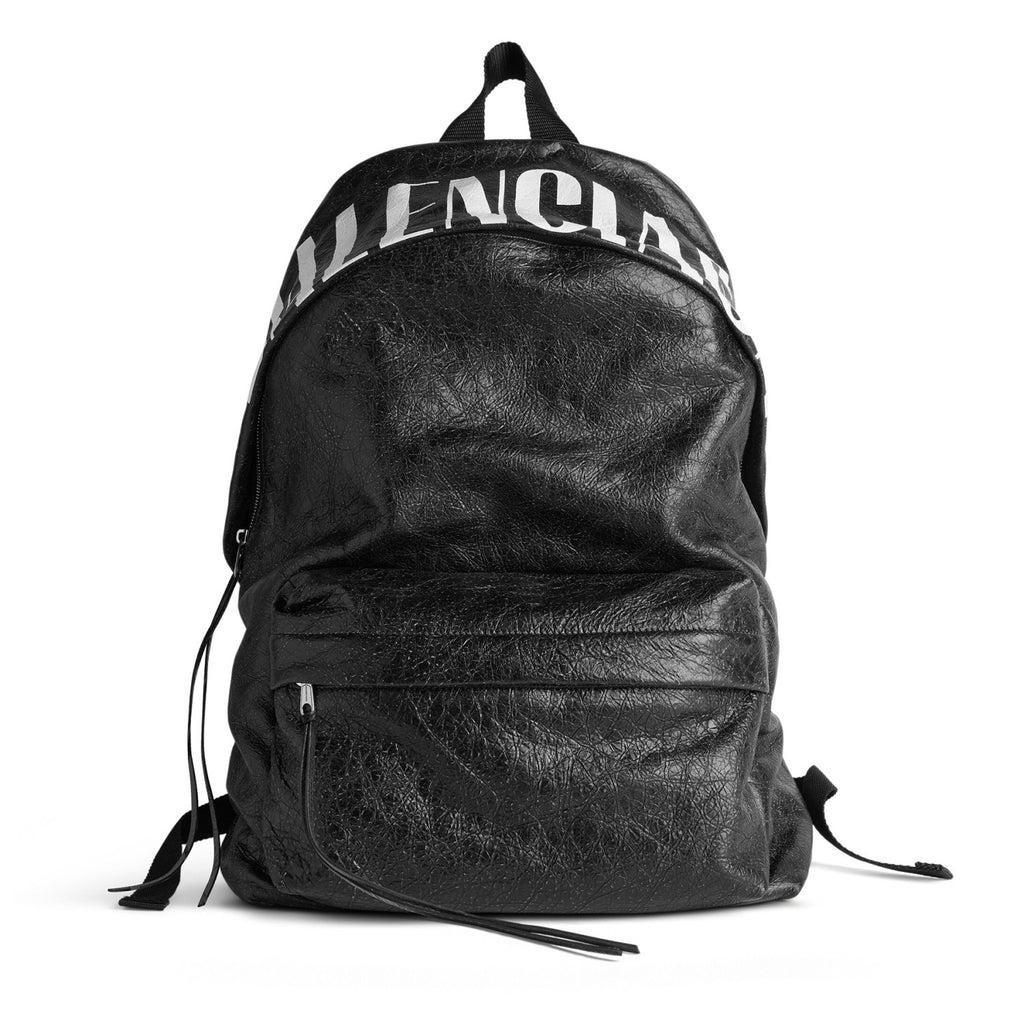 Balenciaga Men's Editor Backpack In Black/white Shoulder Bag Leather Zipper Fashion Trend Retro Bag Bags #81636