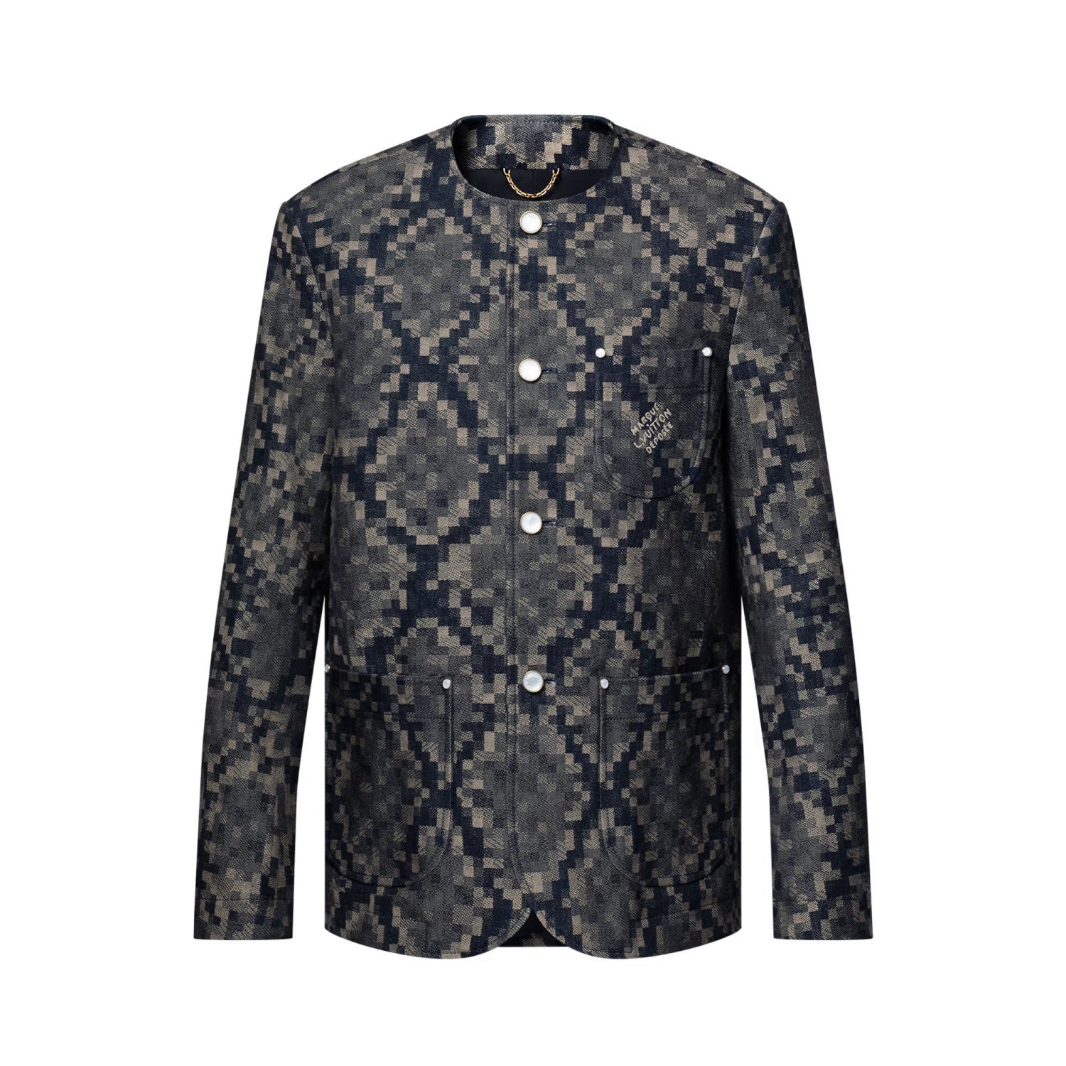 Louis Vuitton Men's Spring and Autumn Solid Color Snake Print Denim Single Breasted Long Sleeve Jacket Jeans Pants Suit Set #76539