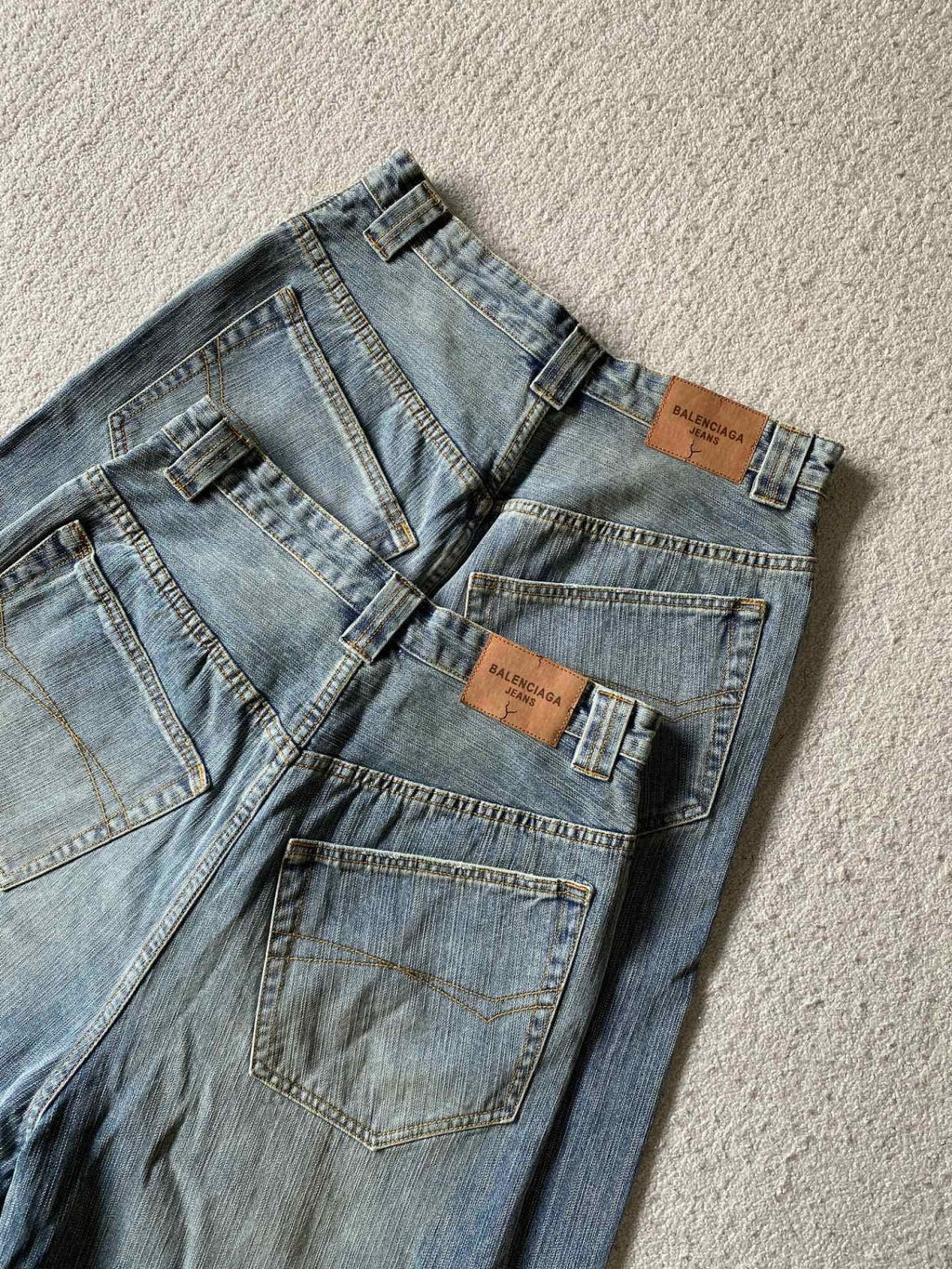 Balenciaga Men's and Women's Spring and Autumn Embroidered Letter Printed Solid Color Jeans Pants #76555