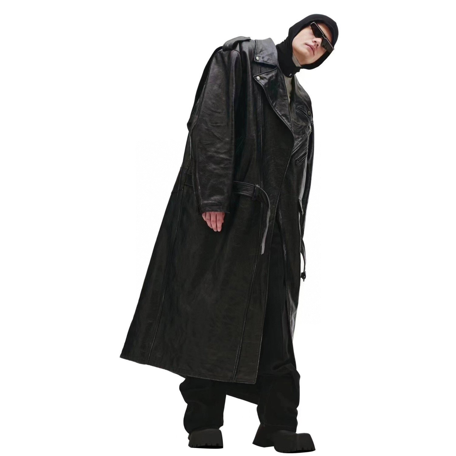 Balenciaga Black Leather Vintage Long Jacket Ngvp #6657