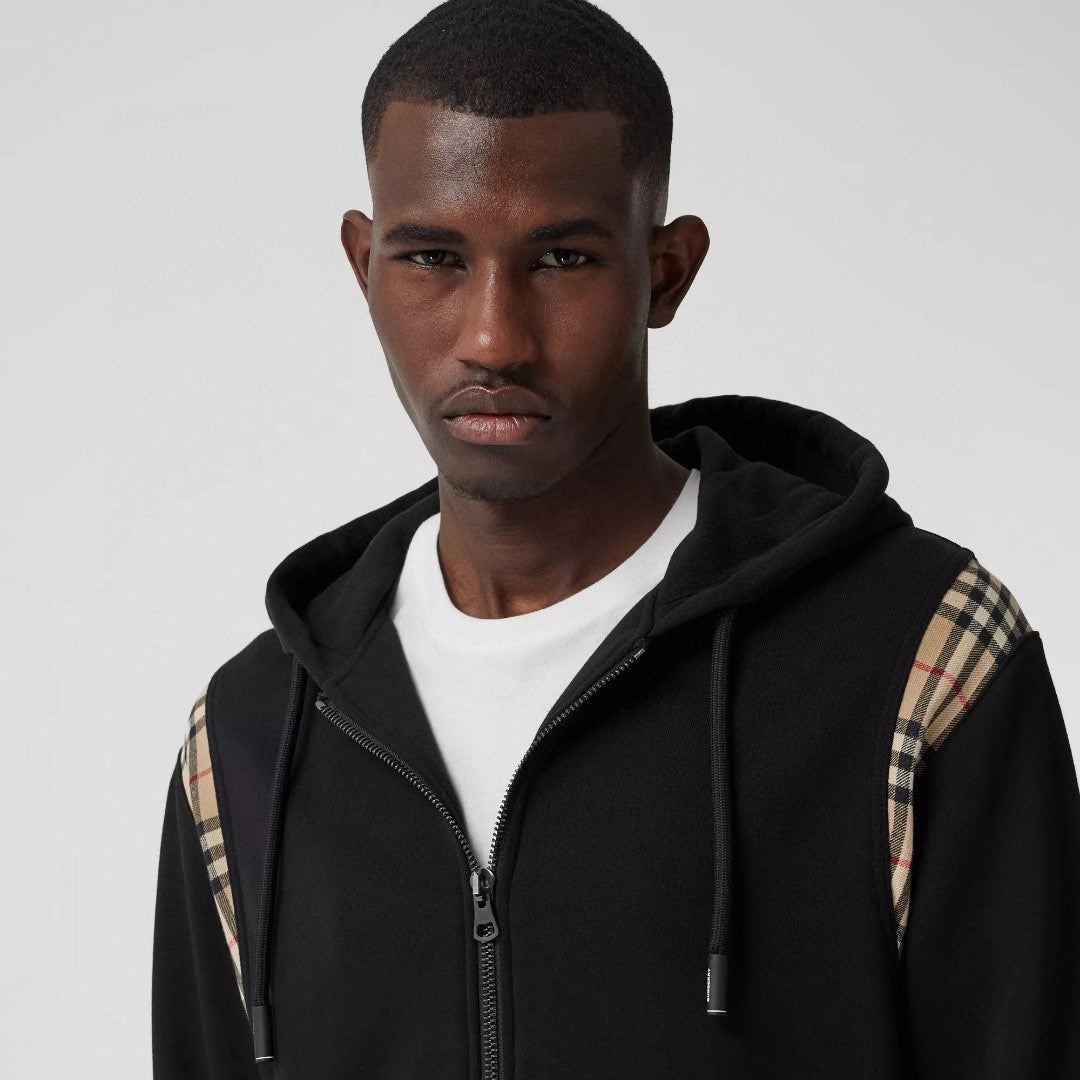Burberry Men's Spring and Autumn Plaid Crop Solid Color Hooded Zipper Jacket #72528
