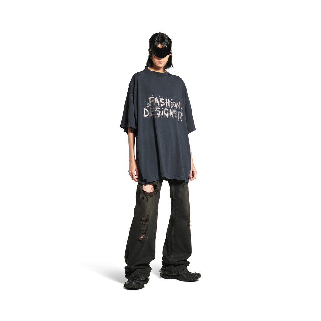 Balenciaga Men's Women's Summer Fashion Designer Faded Solid Color Round Neck Plain Knit Loose Short Sleeve T-Shirt Ngvp #1367