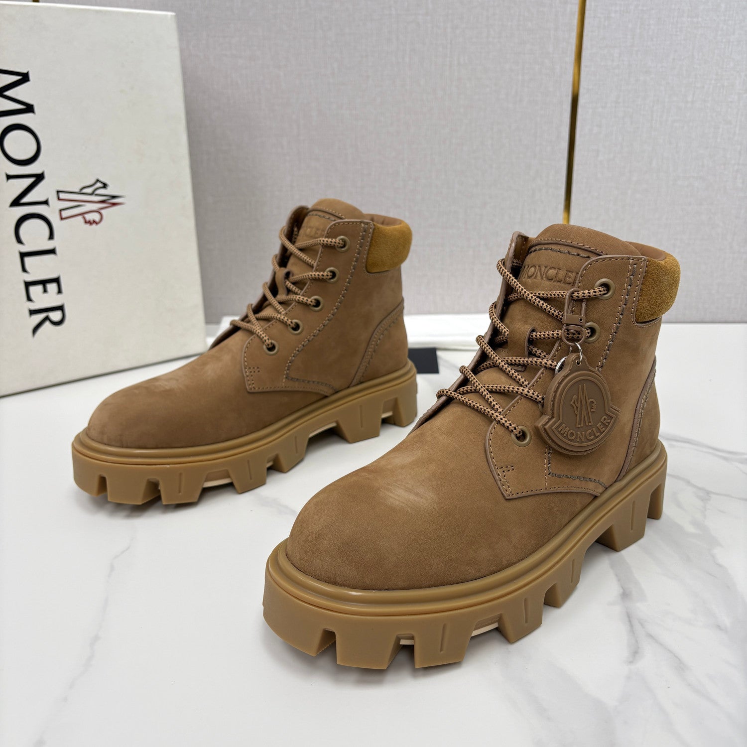 Moncler Black Peak City Nubuck Suede Lace-Up Boots #336113