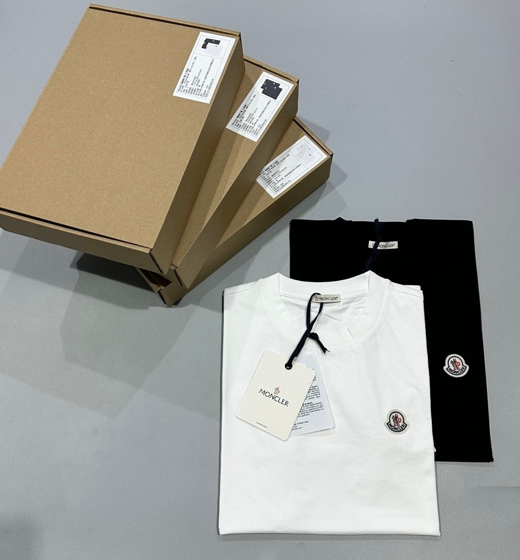 Moncler Men's Logo Summer Round Neck Solid Color Loose Straight Short Sleeve T-Shirt #75513