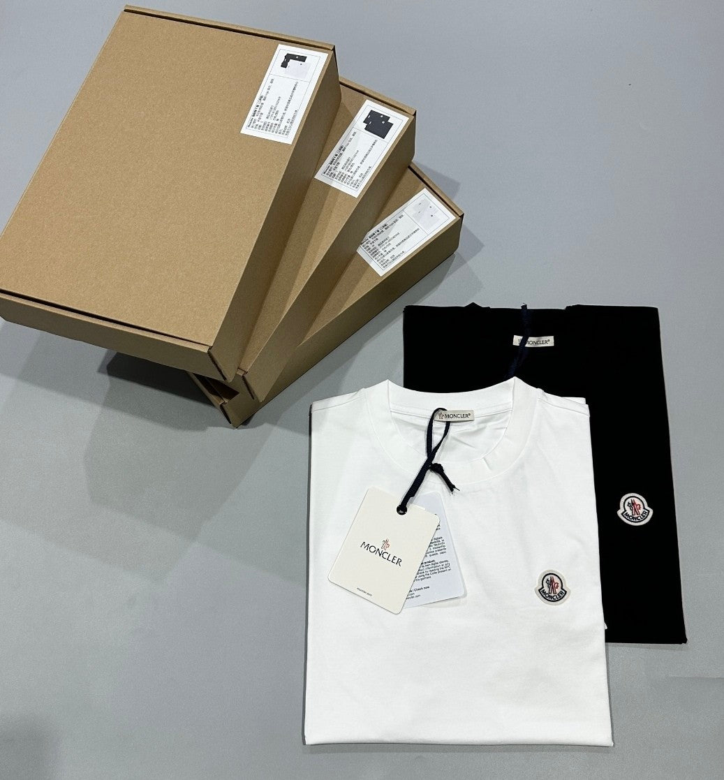 Moncler Men's Logo Summer Round Neck Solid Color Loose Straight Short Sleeve T-Shirt #75513