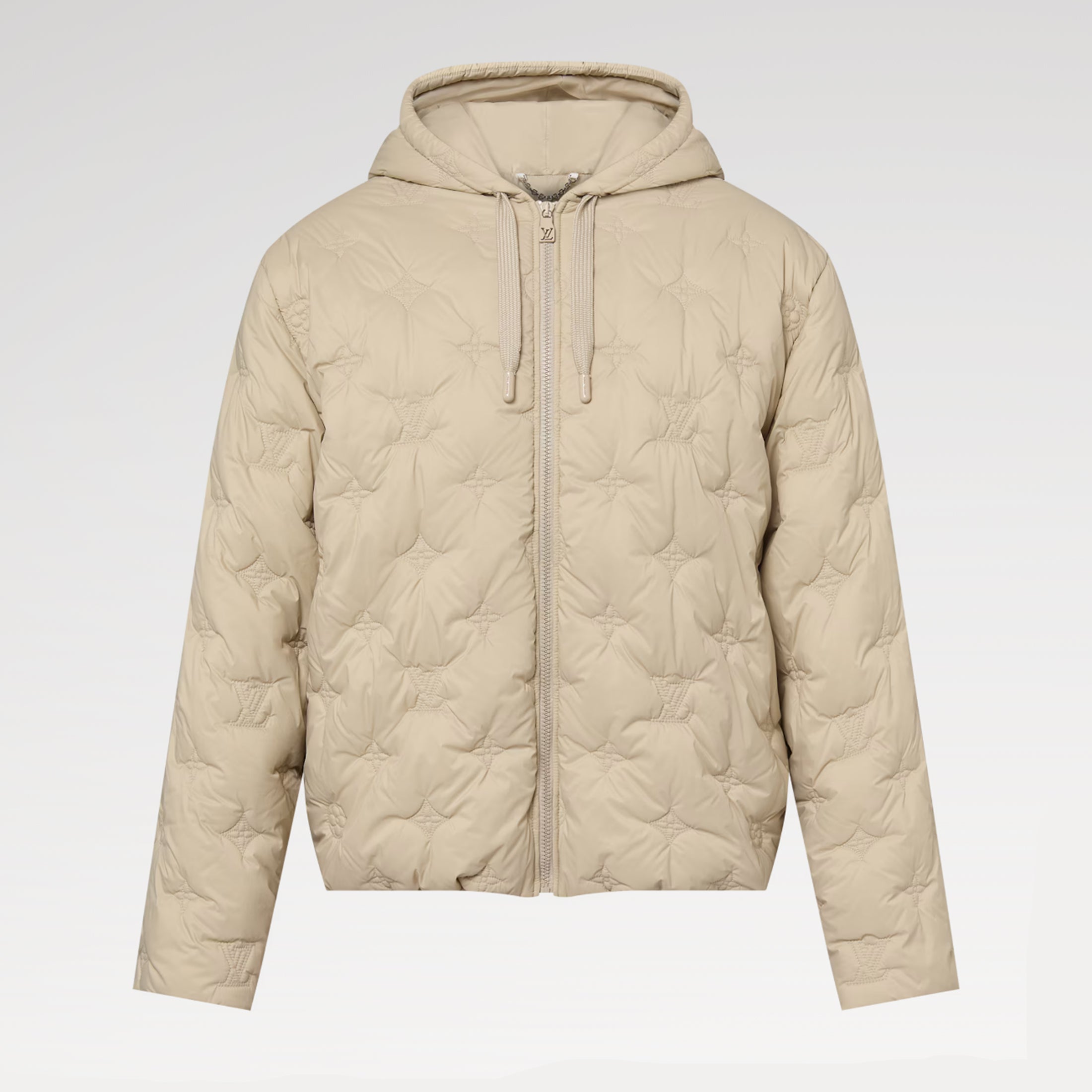 Louis Vuitton MONOGRAM Quilted Hooded Belted Jacket Women's And Men's Autumn and Winter Embroidered Letter Printed Solid Color Hooded Zipper Long Sleeve Cotton Jacket #76429