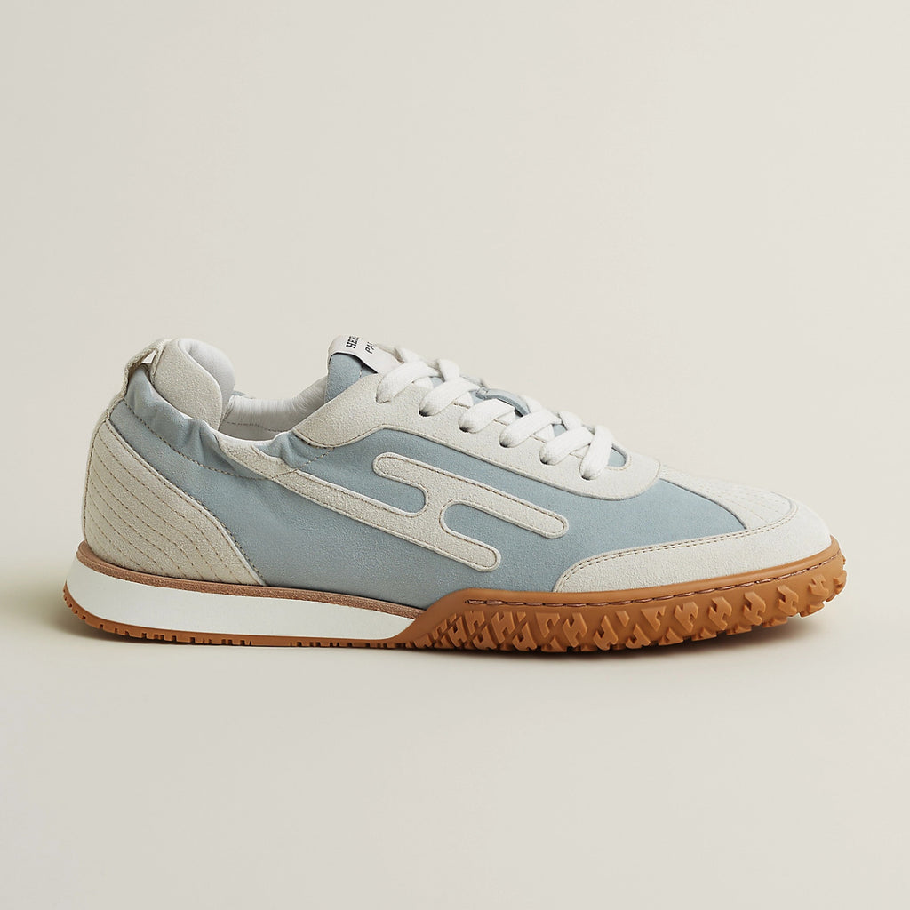 Hermes Jet Women's Four-Season Color-Blocked Suede Fabric Rubber Sole Low-Top Lace-Up Sneakers Shoes #77573