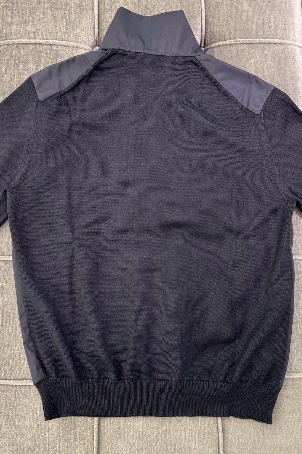 Prada Men's Spring/Fall Fashion Casual High Neck Zipper Triangle Logo Knit Patchwork Nylon Jacket #79173