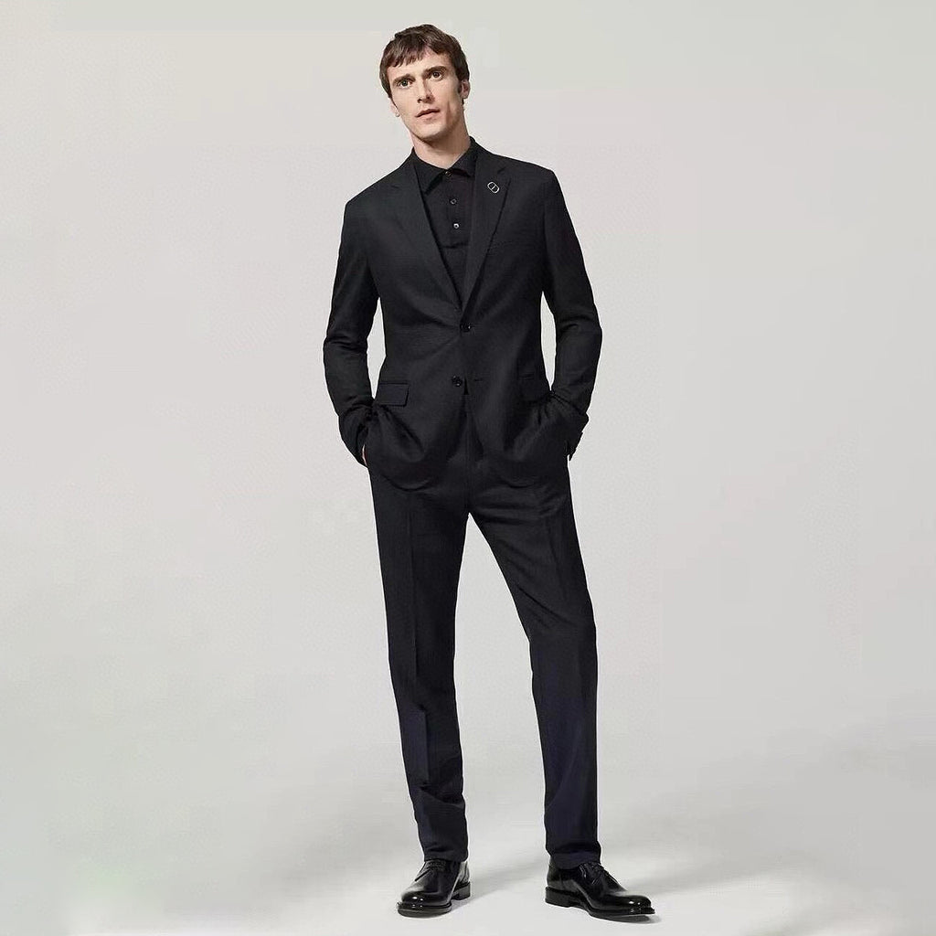 Dior Men's Spring/Autumn Solid Color Business Casual V-neck Single-breasted Wool Blazer Suit Jacket and Trousers Pants Set #77158