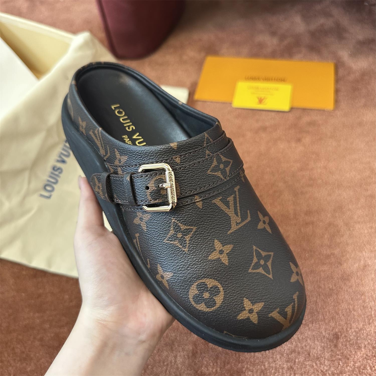 Louis Vuitton LV To-Go Comfort Women's Summer Alphabet Print Suede Leather Birkenstock Sandals Shoes #77536