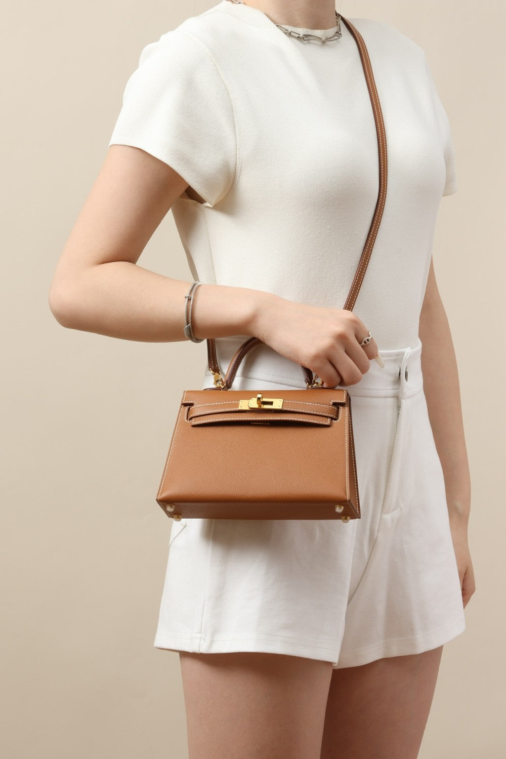Hermes Women's Fashion Classic Mini Kelly Gold Buckle Cowhide Shoulder Bag Handbag Tote Bag Crossbody Bag Bags H071302CC37 Handcrafted Leather Bag From The Original Factory's Premium Custom Collection #78359
