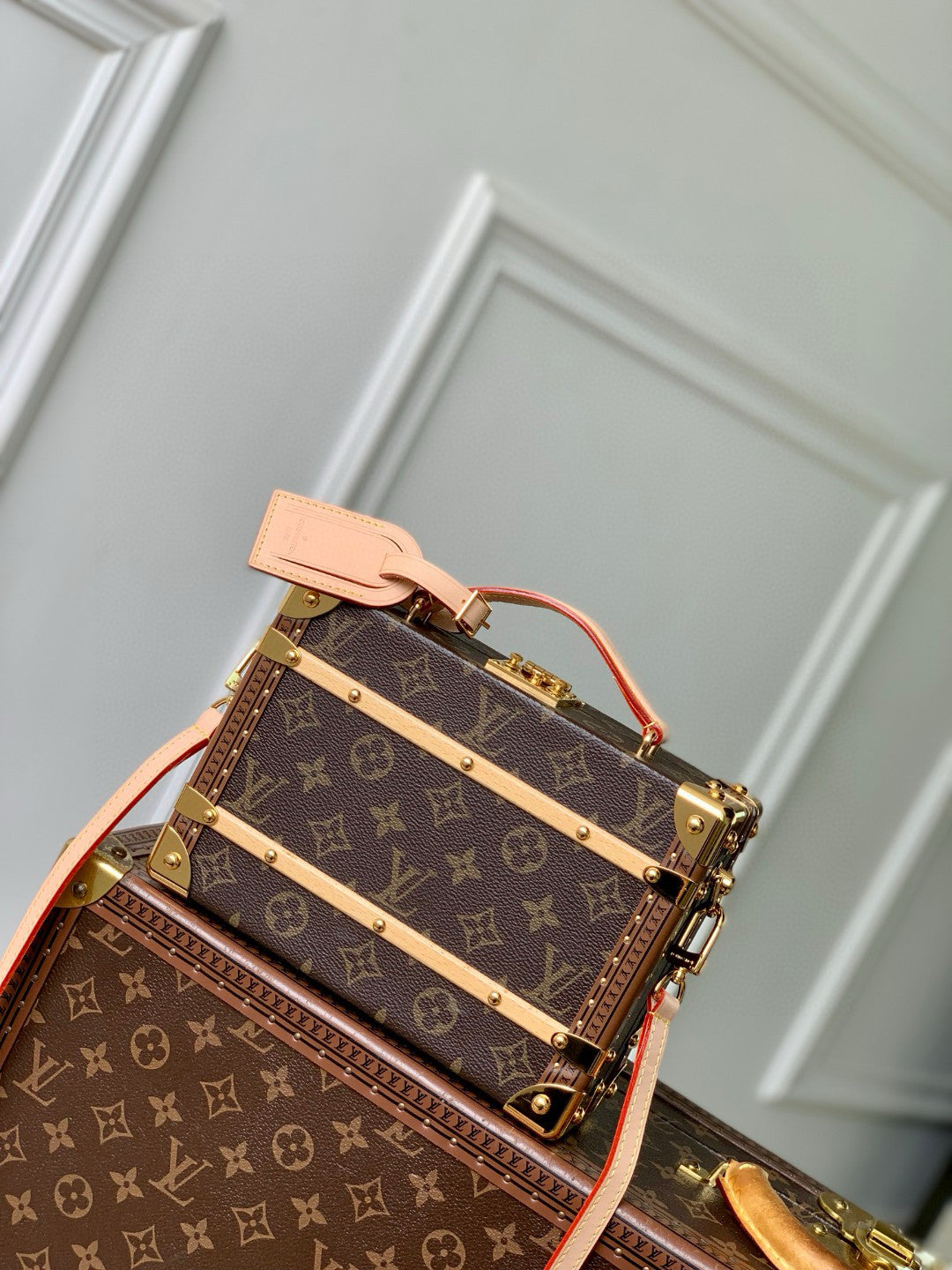 Louis Vuitton Women's Brown Letter Print Removable Adjustable Shoulder Strap Coated Canvas Tote Bag Crossbody Bags #77659