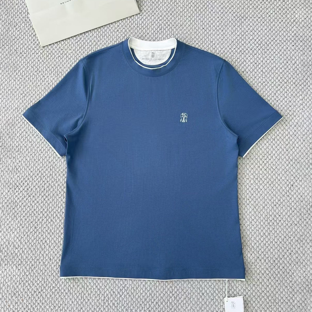 Brunello Cucinelli Men's Summer Solid Color Round Neck Cotton Short Sleeve T-Shirt #75337