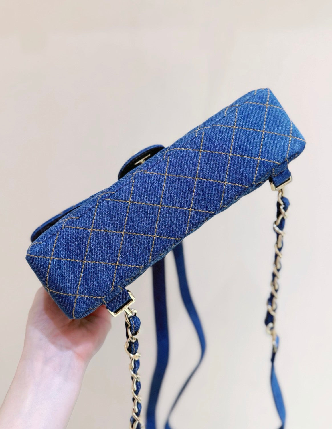 Chanel Rare Collectible: Vintage Chanel Deep Blue Denim Cf Handbag Stylish Elegant And Classic Shoulder Bag With Chain Strap Bags #82742A