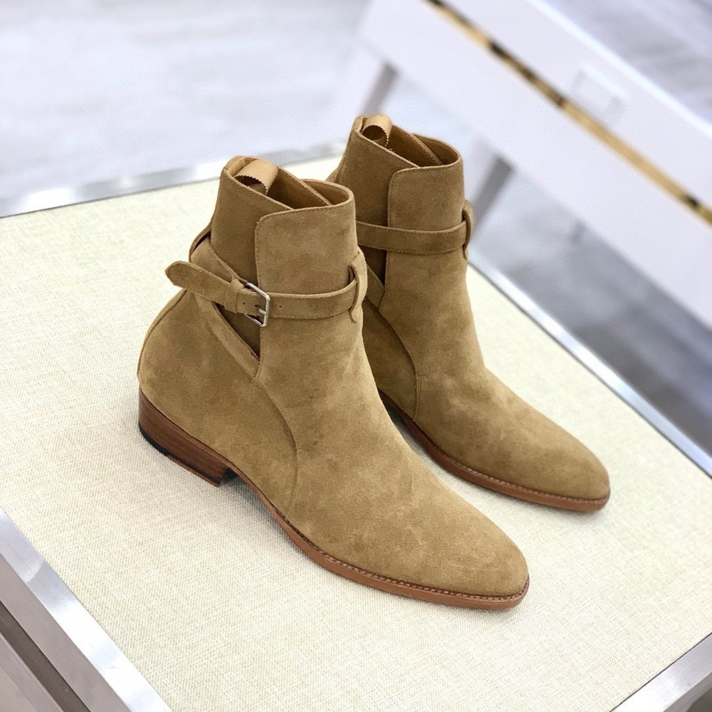 SAINT LAURENT Men's Fall/Winter Casual Round Toe Slip On Leather Low Top Ankle Boots #78867