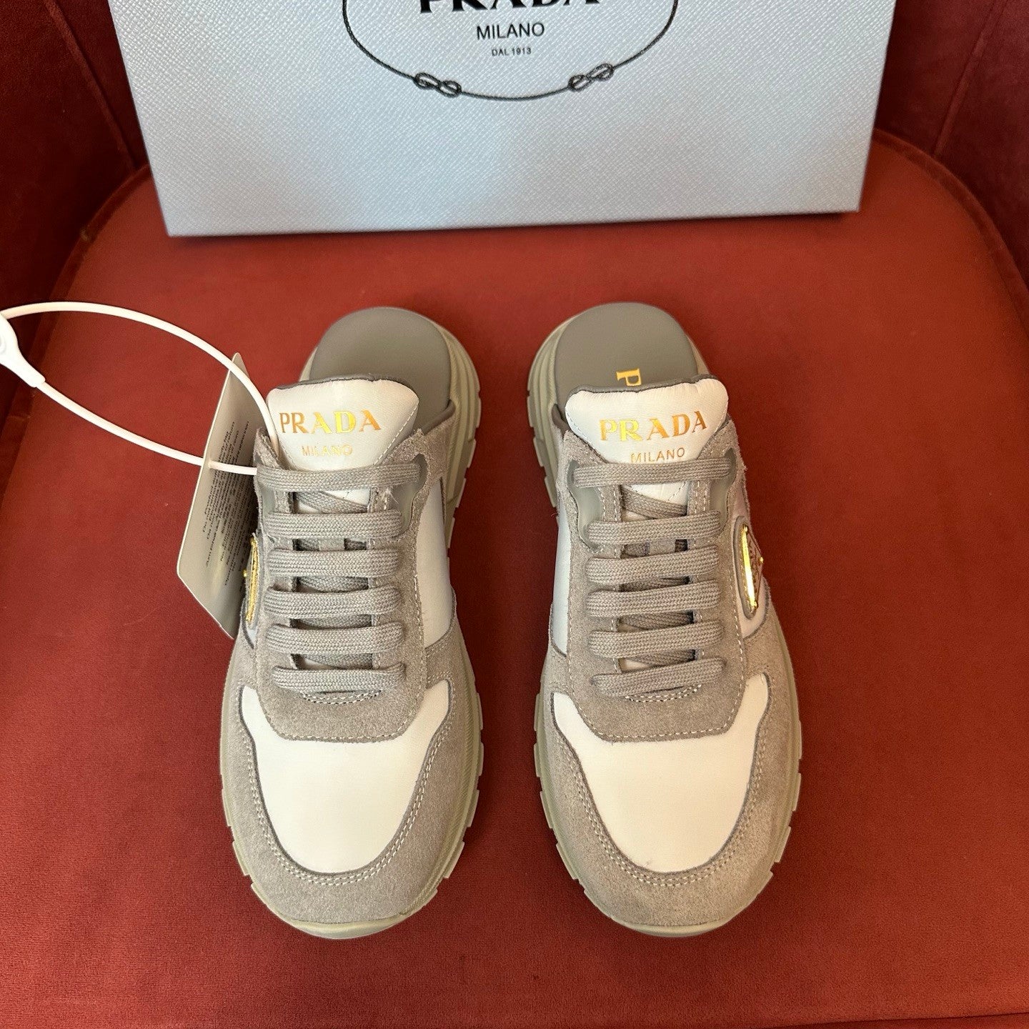 Prada Women's Solid Colour Suede Round Toe Lace-Up Casual Slippers Shoes #76979