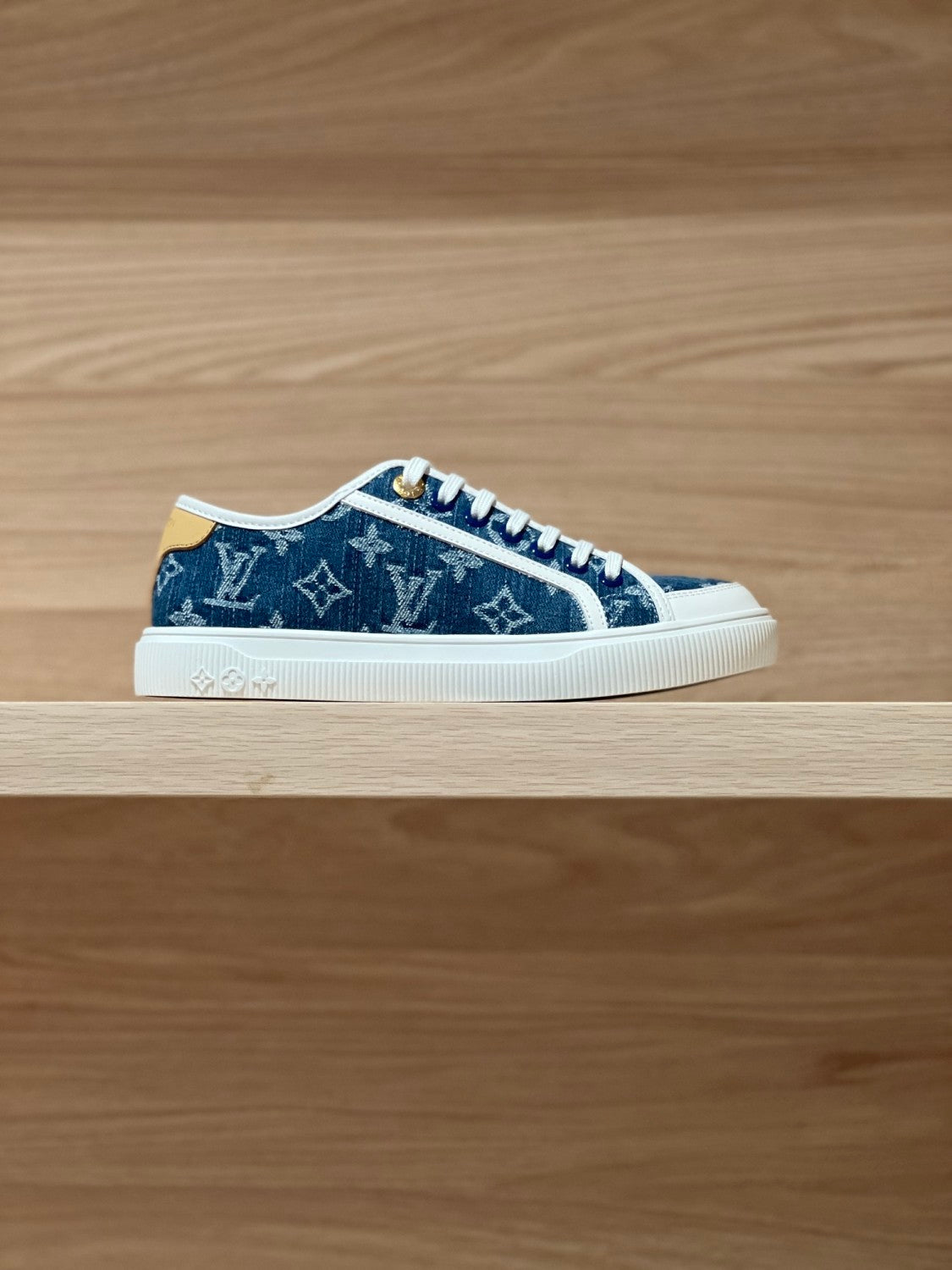 Louis Vuitton LV Lagoon Men's And Women's Solid Color Letter Print Lace-up Low-top Denim Leather Sneakers Shoes #77732