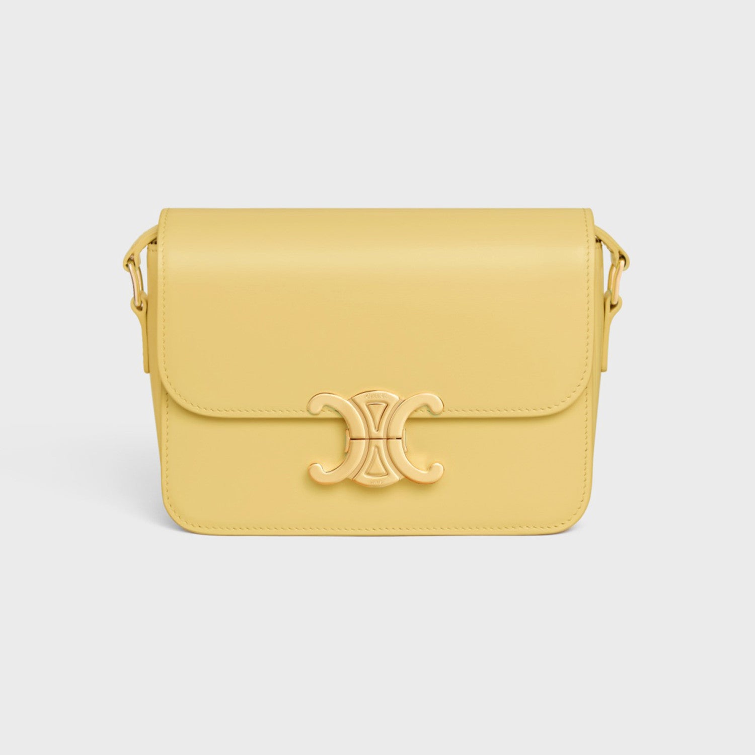 Celine Triomphe Medium Classic Premium Vintage-style Metallic Gold Logo Accent Leather Solid-colour Handbag Bag Lady Bags #196193