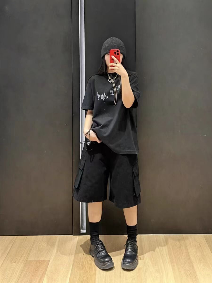 Our Legacy Men's and Women's Letter Print Summer Crew Neck Short Sleeve Knit Loose-Fit T-shirt Ngvp #2363