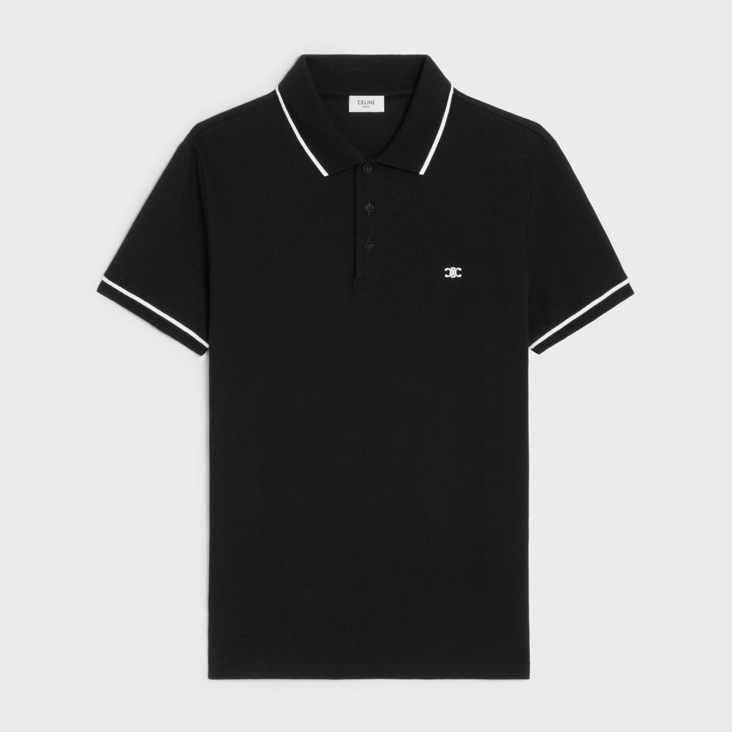 Celine Men's Summer Embroidered Logo Solid Color Short Sleeve Polo Shirt T-Shirt #72561