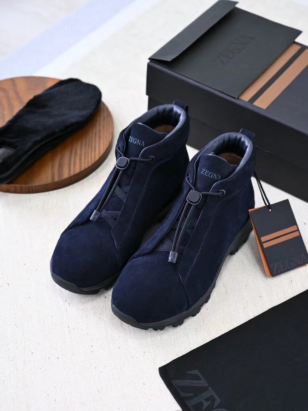 Ermenegildo Zegna Men's Suede Triple Stitch Vetta Luxury Casual Shoes Spring/Fall/Winter Lace-Up Round-Toe Low-Top Boots Shoes #81746