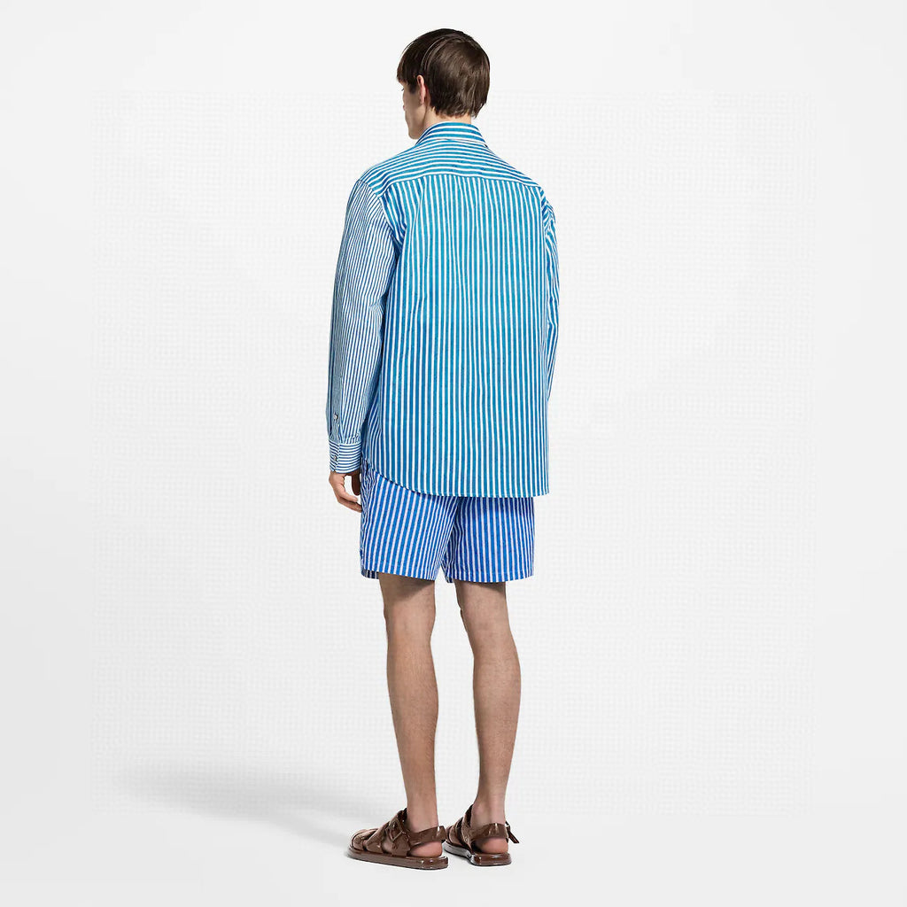 Louis Vuitton Men's Summer Solid Colour Striped Print Casual Drawstring Beach Shorts #77411