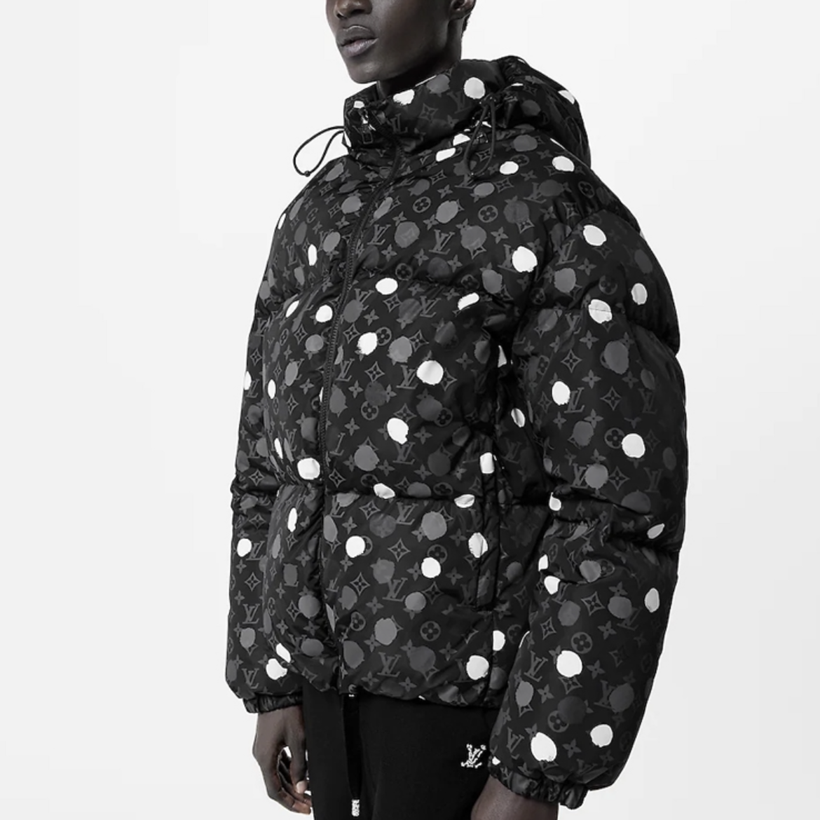 Louis Vuitton Yayoi kusama Black Polka Dot Hooded Down Jacket #96374