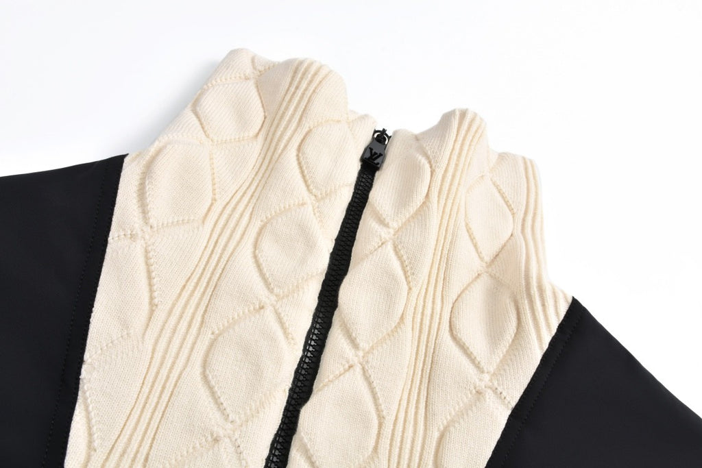 Louis Vuitton Men's Spring and Autumn Color Blocking Logo Embroidery High Collar Zipper Long Sleeve Jacket #72669